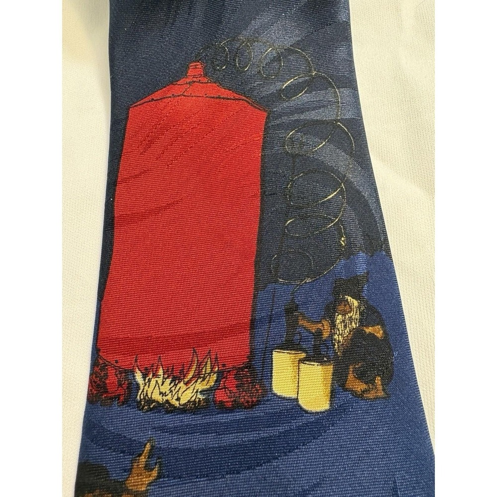 Hallmark Moonshine Cabin Novelty Tie Folk‎ Art Americana Camping Scene 64"